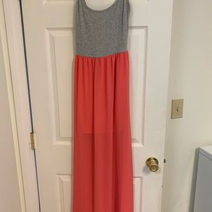 Grey Jersey and Pink Tule Maxi